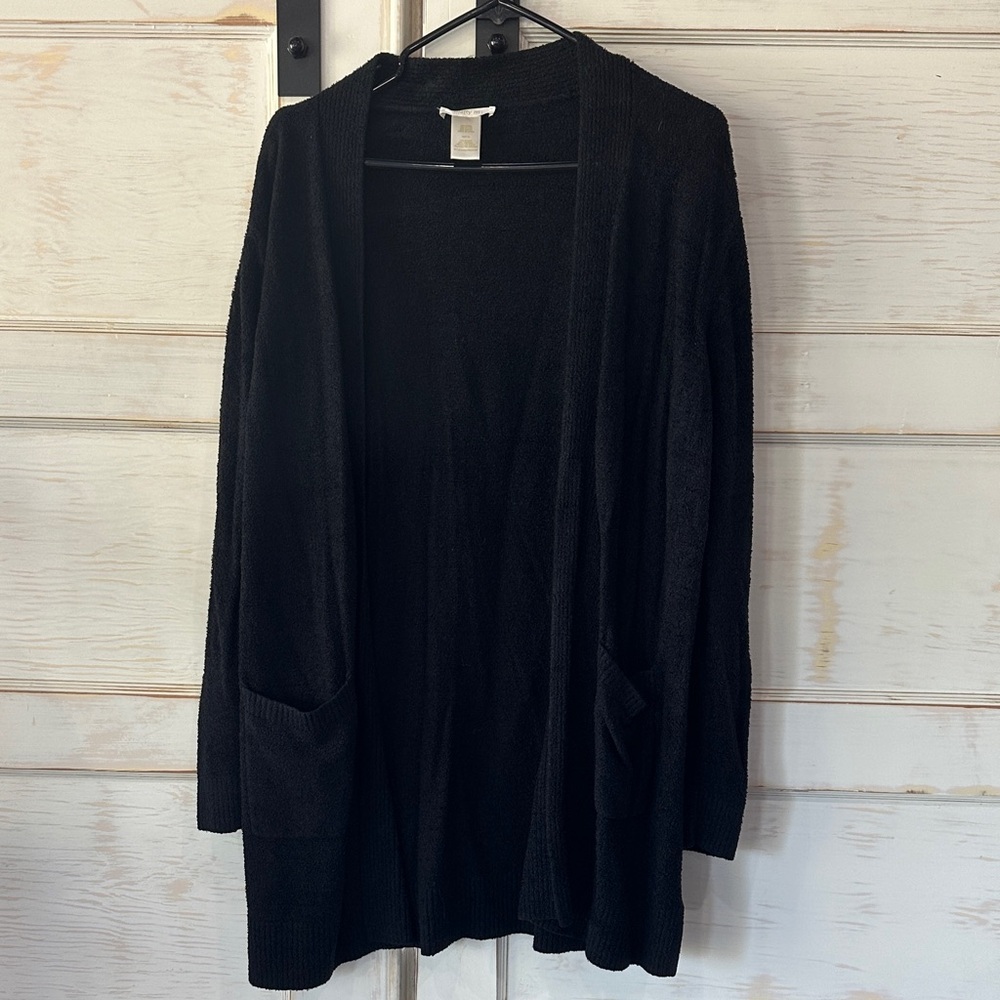 Matty M Black Open-Front Women's Cardigan with Pockets